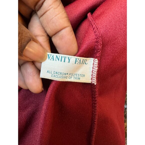 Vintage Vanity Fair Burgundy Velvet Robe With White Collar Size 12 - Picture 4 of 11